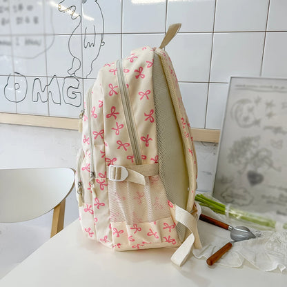 Bow Print Women's Backpack Set – Lightweight 3-Piece School Bag