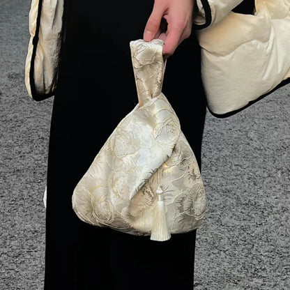 Chinese Knot Wrist Bag – Floral Tassel Pouch Handbag