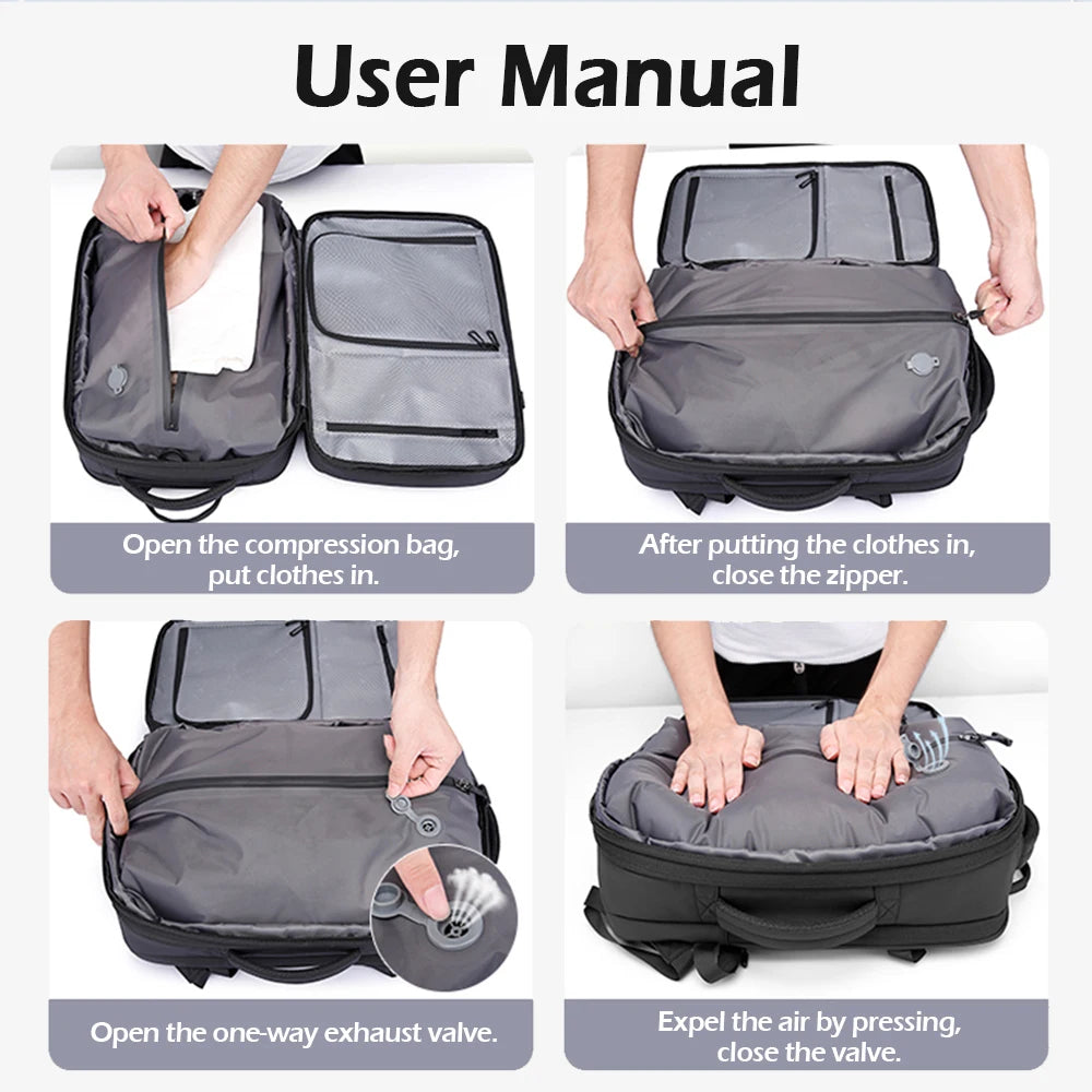 Bange Vacuum Compression Backpack 17" – Expandable Travel & Business Bag