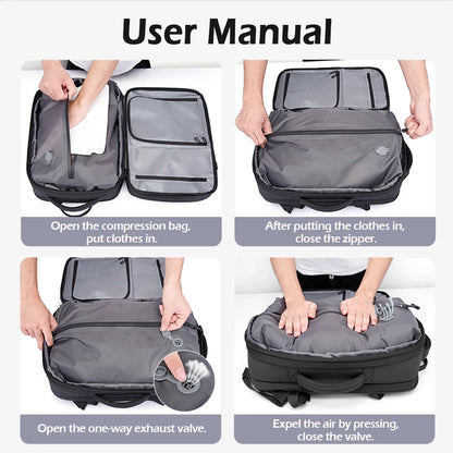 Bange Vacuum Compression Backpack 17" – Expandable Travel & Business Bag