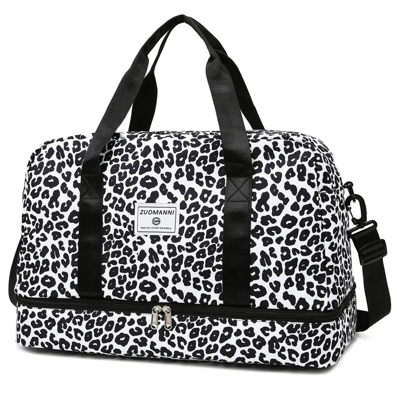 Animal Print Nylon Weekender Bag – Large Capacity Travel Duffel for Women