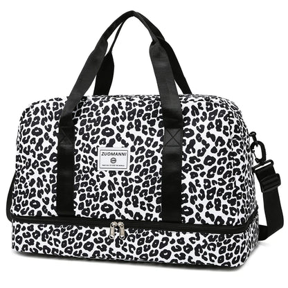 Animal Print Nylon Weekender Bag – Large Capacity Travel Duffel for Women