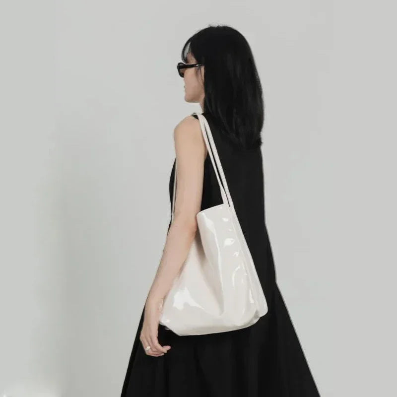 Patent Leather Women's Tote Shoulder Bag – Large Capacity Handbag