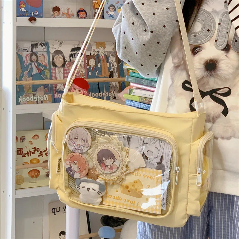 Trendy Transparent Simple Crossbody Bag Girls Large Capacity School Shoulder Comfortable Versatile