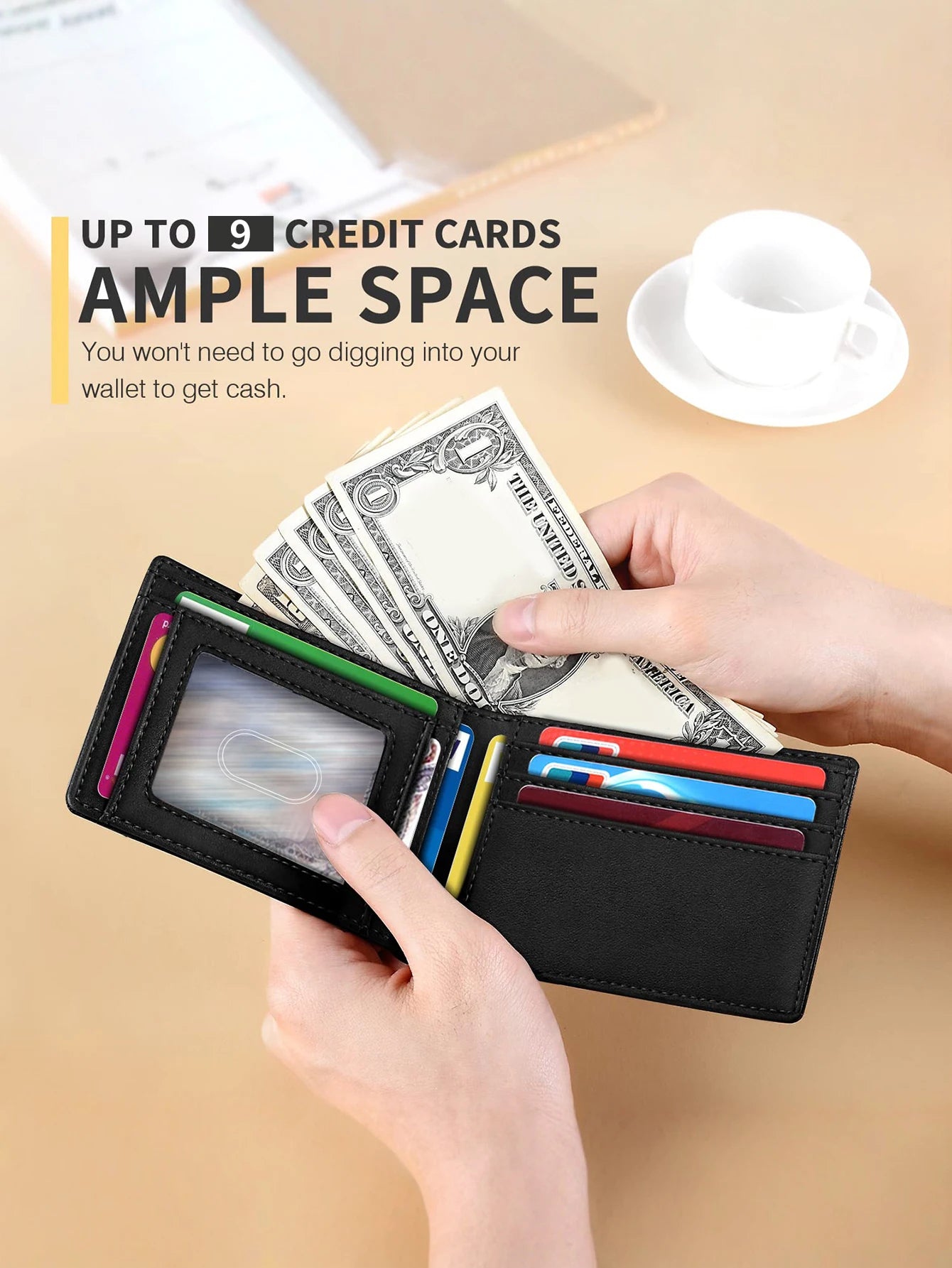 RFID Ultra-Thin Carbon Fiber Wallet for Men – Minimalist Bifold