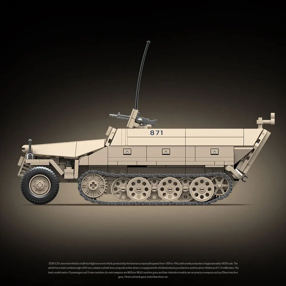 Sd.Kfz. 251 WWII Half-Track Armored Vehicle Building Blocks Model
