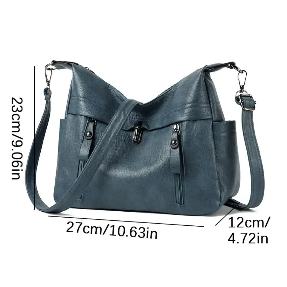 Large Capacity PU Leather Crossbody Shoulder Bag for Women