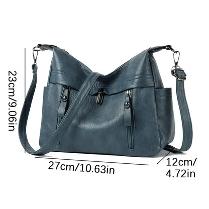 Large Capacity PU Leather Crossbody Shoulder Bag for Women