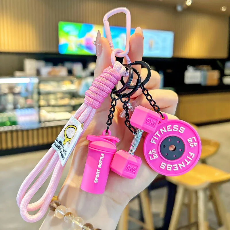 Gym Barbell Fitness Keychain – Silicone Weight Plate Charm