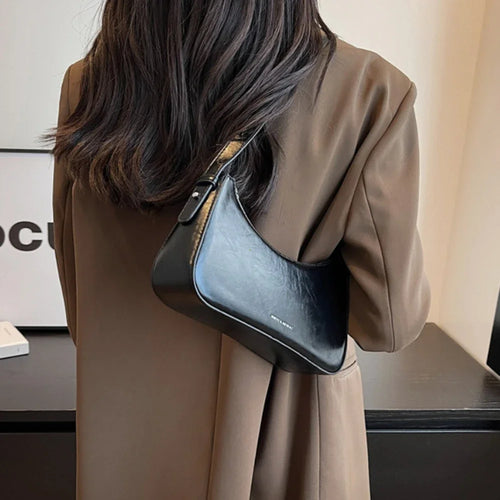 Y2K Leather Shoulder Bag for Women – Cute Mini Underarm Purse