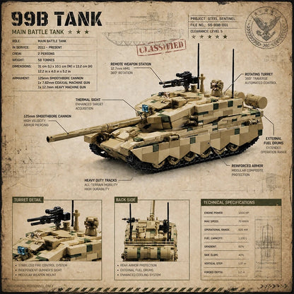 Military Army Tank MOC Building Blocks Set with Soldier Figures
