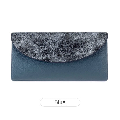 RFID Blocking Women's Wallet – Contrast Color Lychee Pattern Double Zipper Purse
