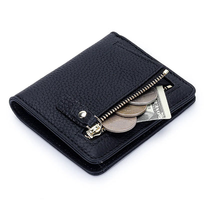 Women's Genuine Cowhide Leather Small Wallet with Multiple Card Slots