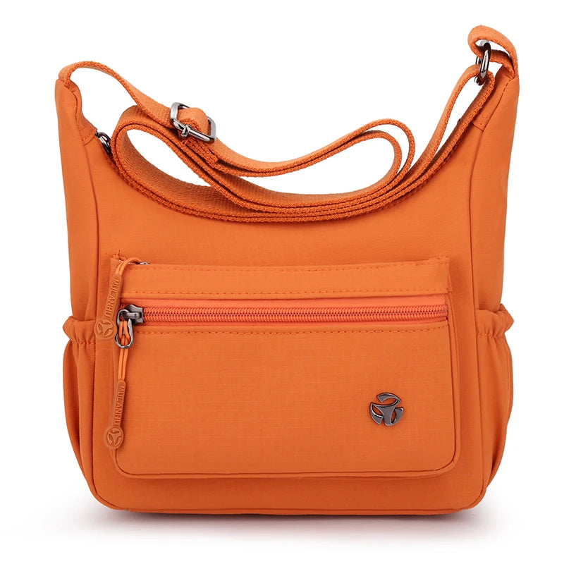Women's Lightweight Waterproof Nylon Crossbody Bag – Multi-Pocket Shoulder Handbag