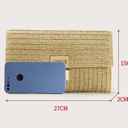 Straw Woven Clutch Bag – Women's Raffia Crochet Beach Purse