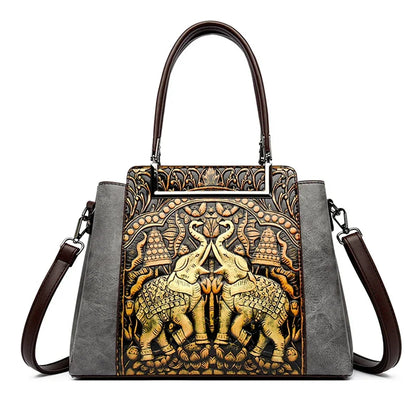 Vintage Embossed Handbag for Women – Large Capacity PU Leather Shoulder Bag
