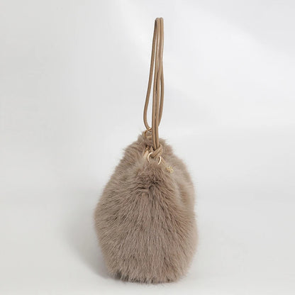 Faux Rabbit Fur Shoulder Bag – Luxury Plush Women's Handbag