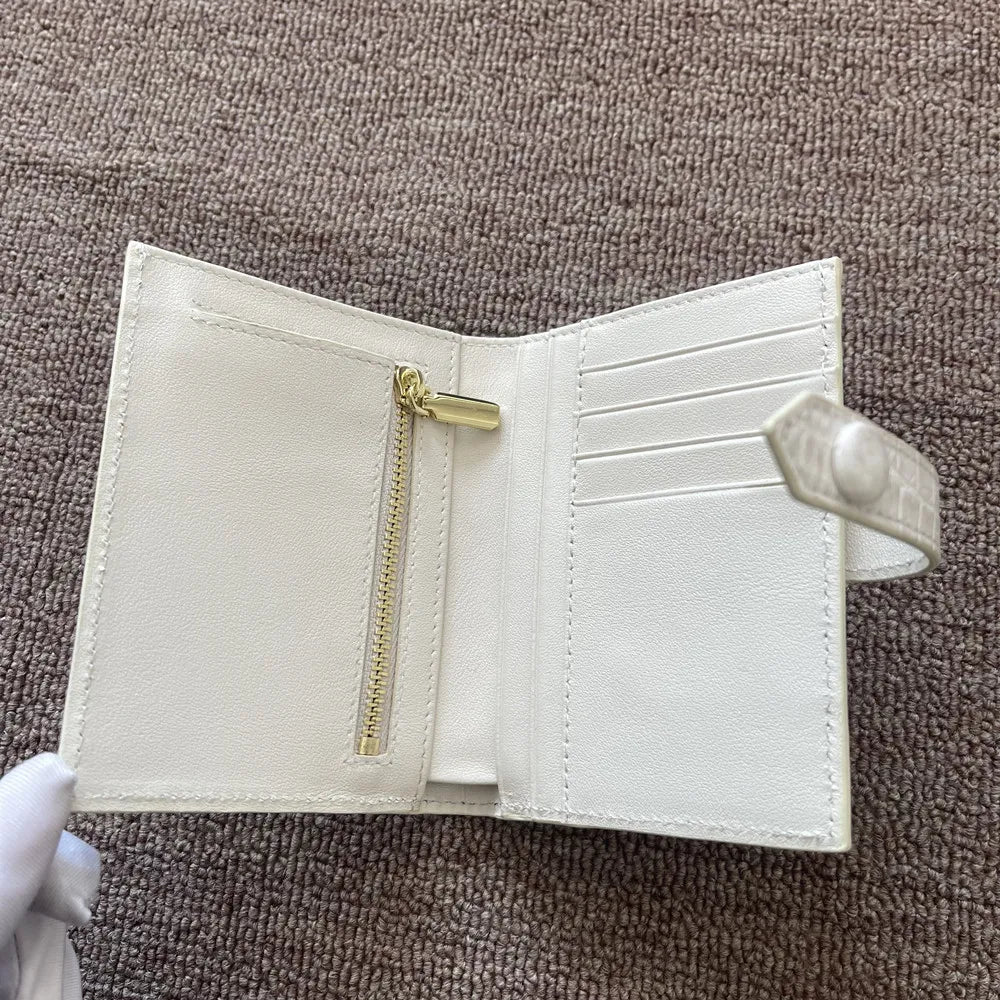 Himalayan White Crocodile Leather Women's Short Wallet