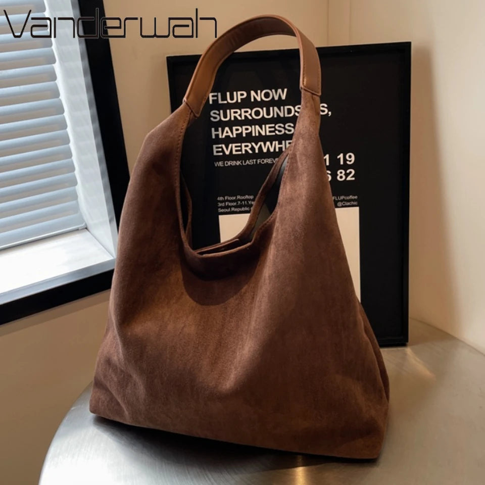 Soft Suede Hobo Shoulder Bag for Women – Large Luxury Handbag