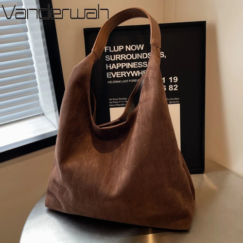 Soft Suede Hobo Shoulder Bag for Women – Large Luxury Handbag