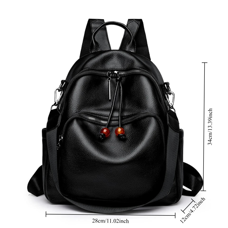 Luxury PU Leather Backpack for Women – Large Capacity Travel Bag