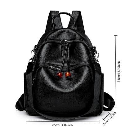 Luxury PU Leather Backpack for Women – Large Capacity Travel Bag