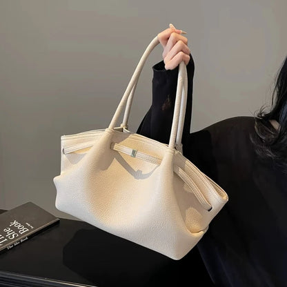 PU Leather Tote Shoulder Bag for Women – Lychee Pattern