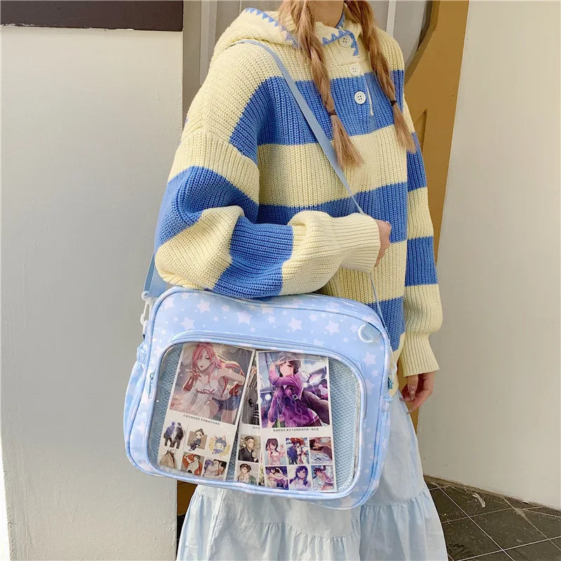 Star Print Ita Crossbody Bag Transparent Window Shoulder Bag