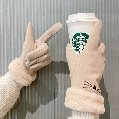 Touchscreen Winter Gloves with Faux Fur Cuff – Warm Knit Gloves for Women & Men