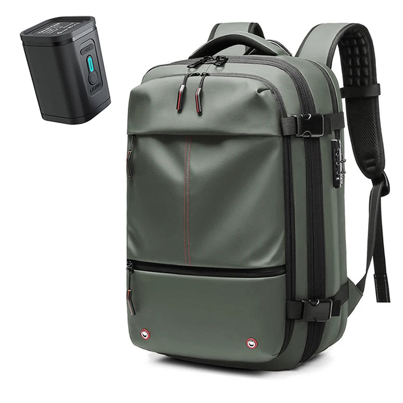 Vacuum Compression Backpack – 17" Laptop, Expandable, Men's Travel
