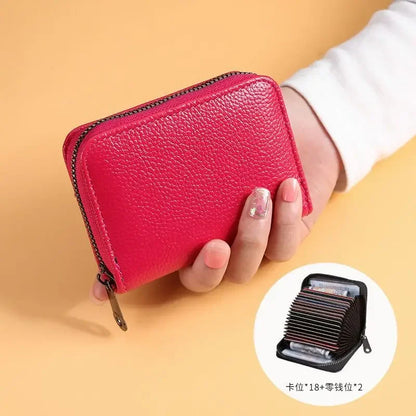 Leather Card Holder Wallet with Zipper – 9 or 18 Slots