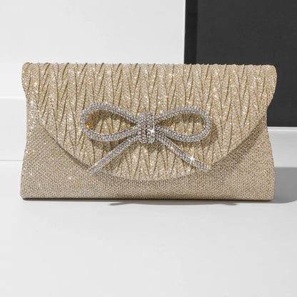 Crystal Bow Evening Clutch Purse – Shiny Envelope Bag for Wedding & Party