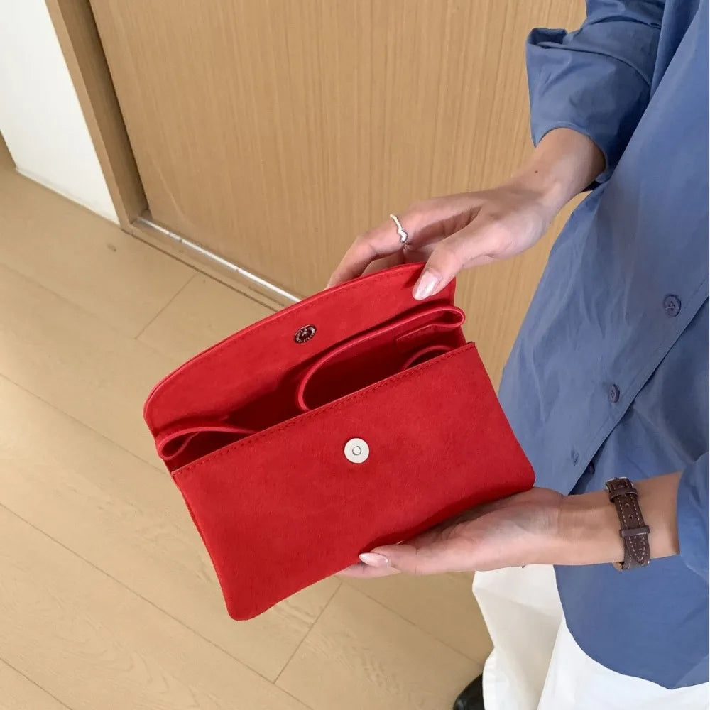Suede Crossbody Phone Bag for Women – Lightweight Mini Shoulder Bag with Key Holder