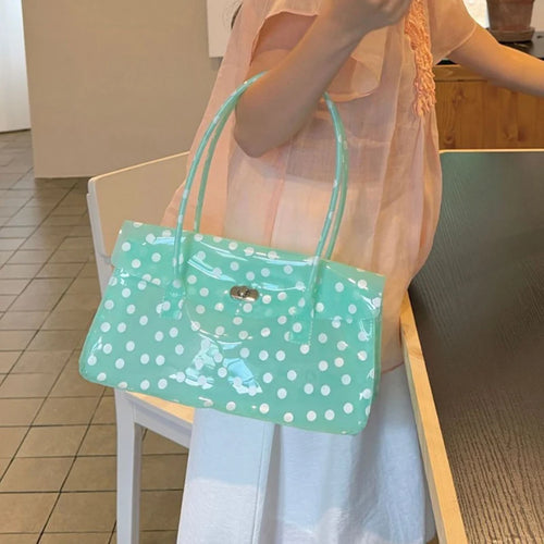 Polka Dot PVC Transparent Shoulder Bag – Waterproof Lock Handbag