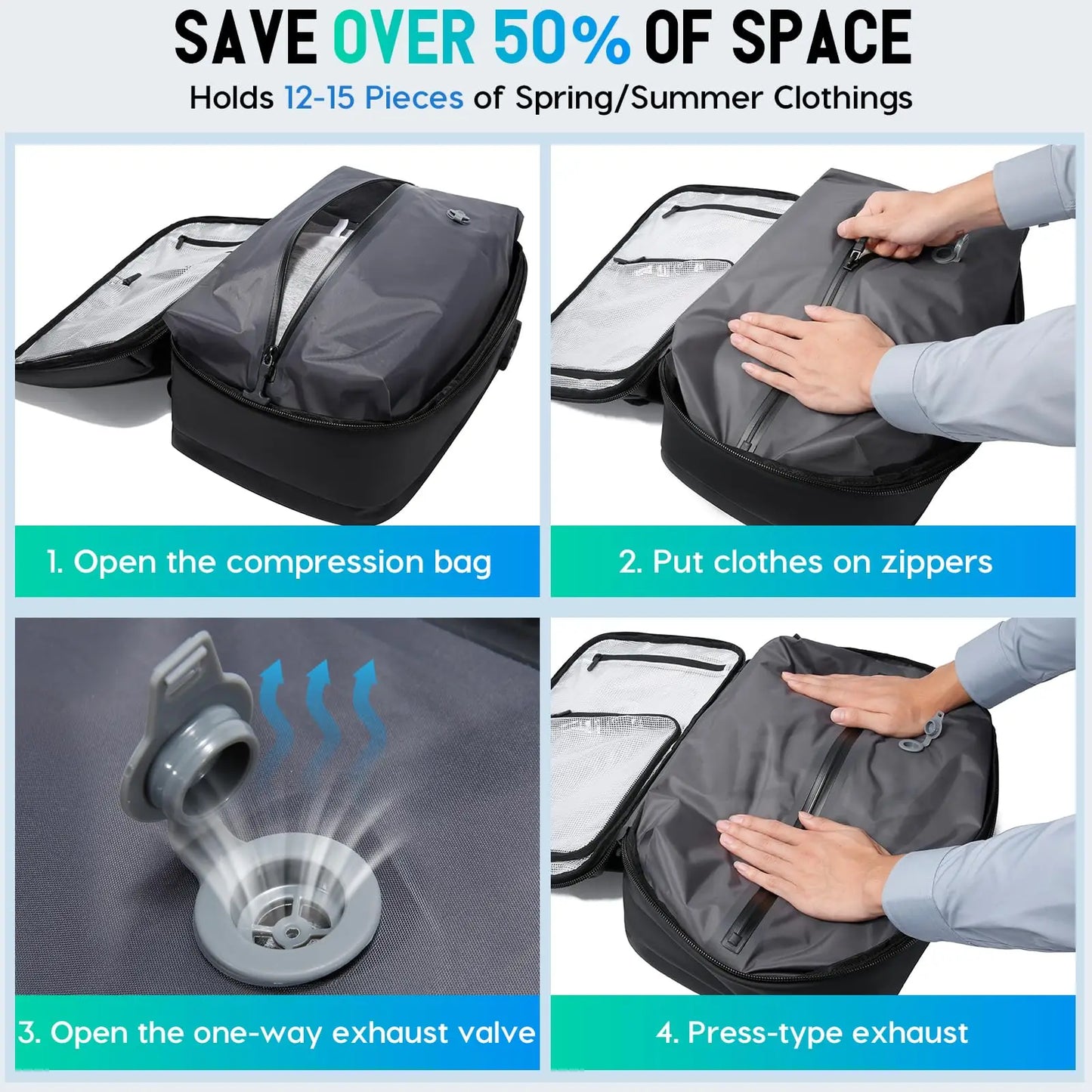 Anti-Theft Travel Backpack with Vacuum Compression & Laptop Compartment