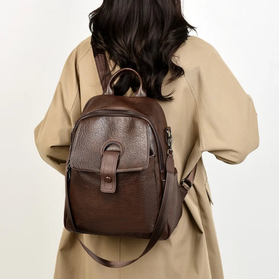 Women's 3-in-1 Soft Leather Backpack – Large Capacity Shoulder & School Bag