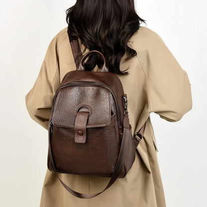 Women's 3-in-1 Soft Leather Backpack – Large Capacity Shoulder & School Bag