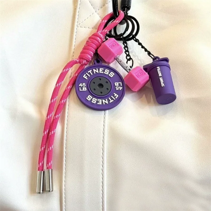 Gym Fitness Keychain Set – Weight Plate, Dumbbell & Shaker Charms