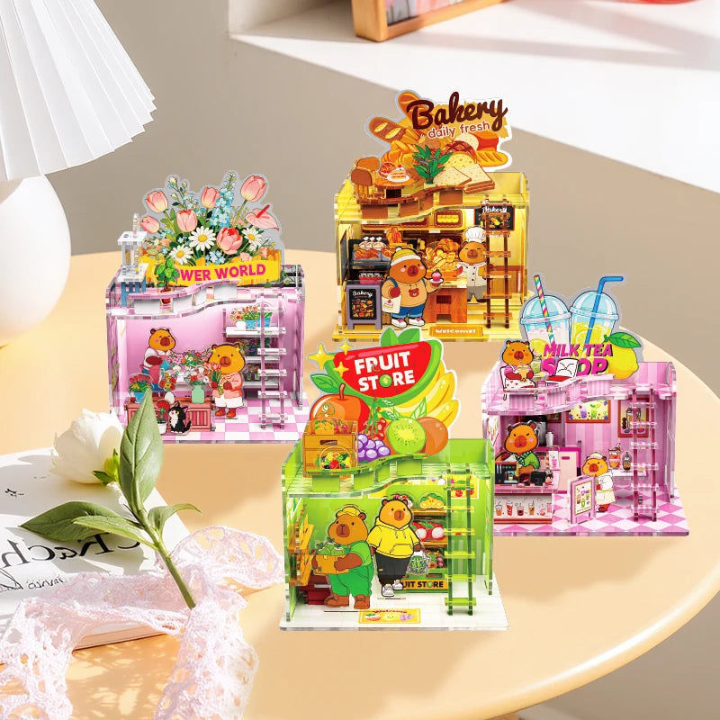 Capybara DIY Building Blocks Kit – Miniature Street Shop with LED Light
