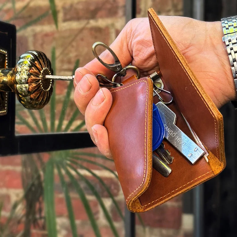 Crazy Horse Leather Key Case Wallet – Cowhide Car Key Holder