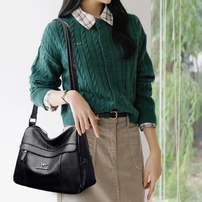 Leather Crossbody Bag for Women – Multi-Layer Shoulder Bag