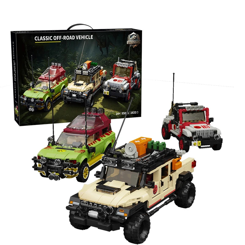 Jurassic Dinosaur Off-Road Vehicle MOC Building Blocks 3-in-1