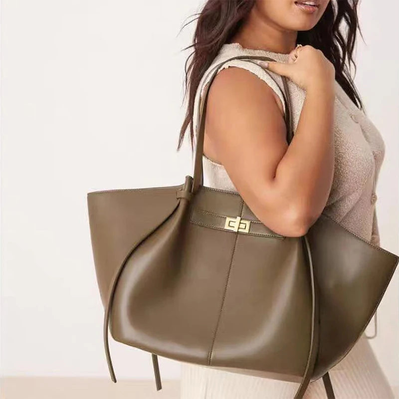 Large Leather Tote Bag for Women – Luxury Wing Shoulder Handbag