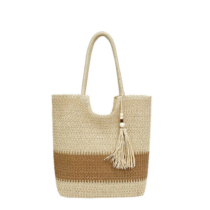 Women's Straw Beach Tote Bag – Large Capacity Handwoven Shoulder Bag