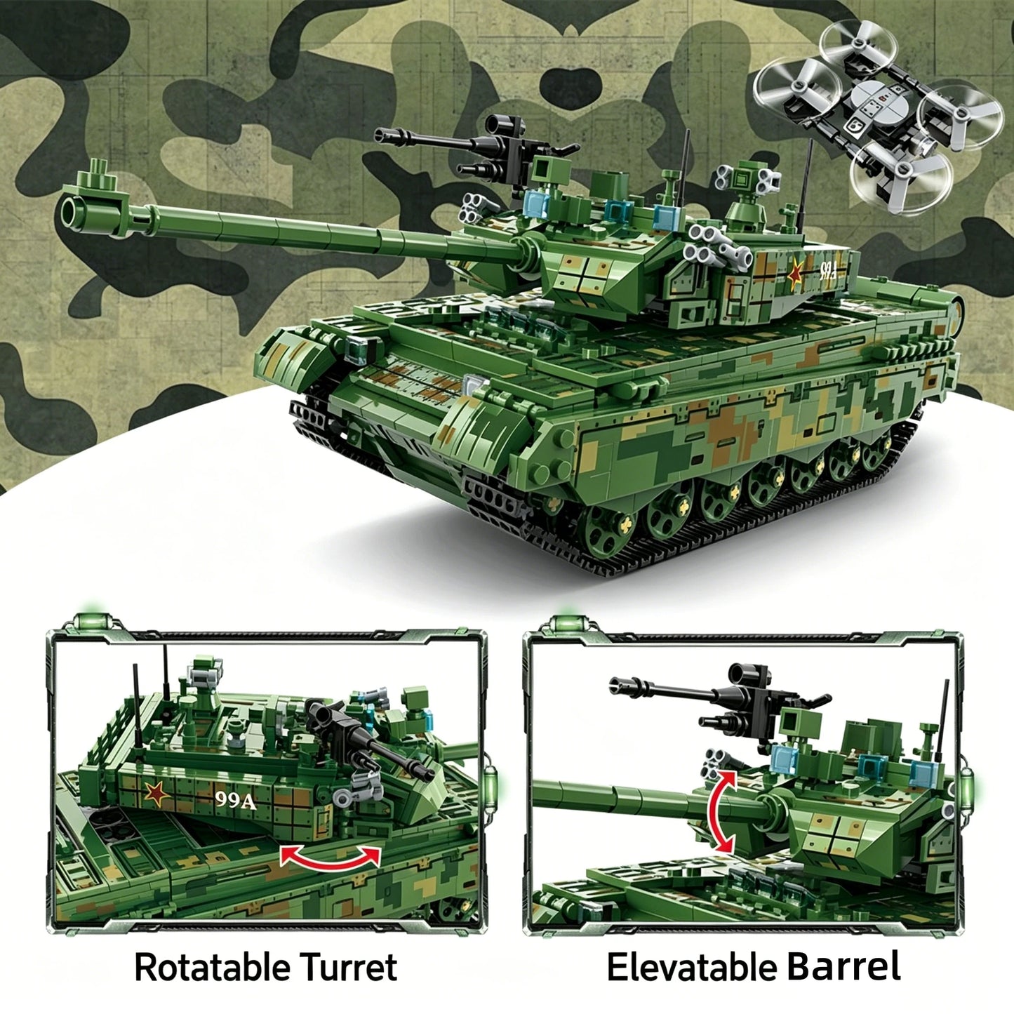 Type 99A Main Battle Tank Building Blocks Set – 1426 Pcs Military Bricks Model