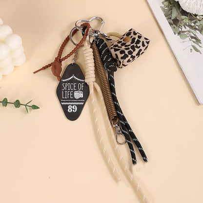 Handmade Nylon Rope Bag Charm Keychain with Mini Bag & Eiffel Tower Pendant