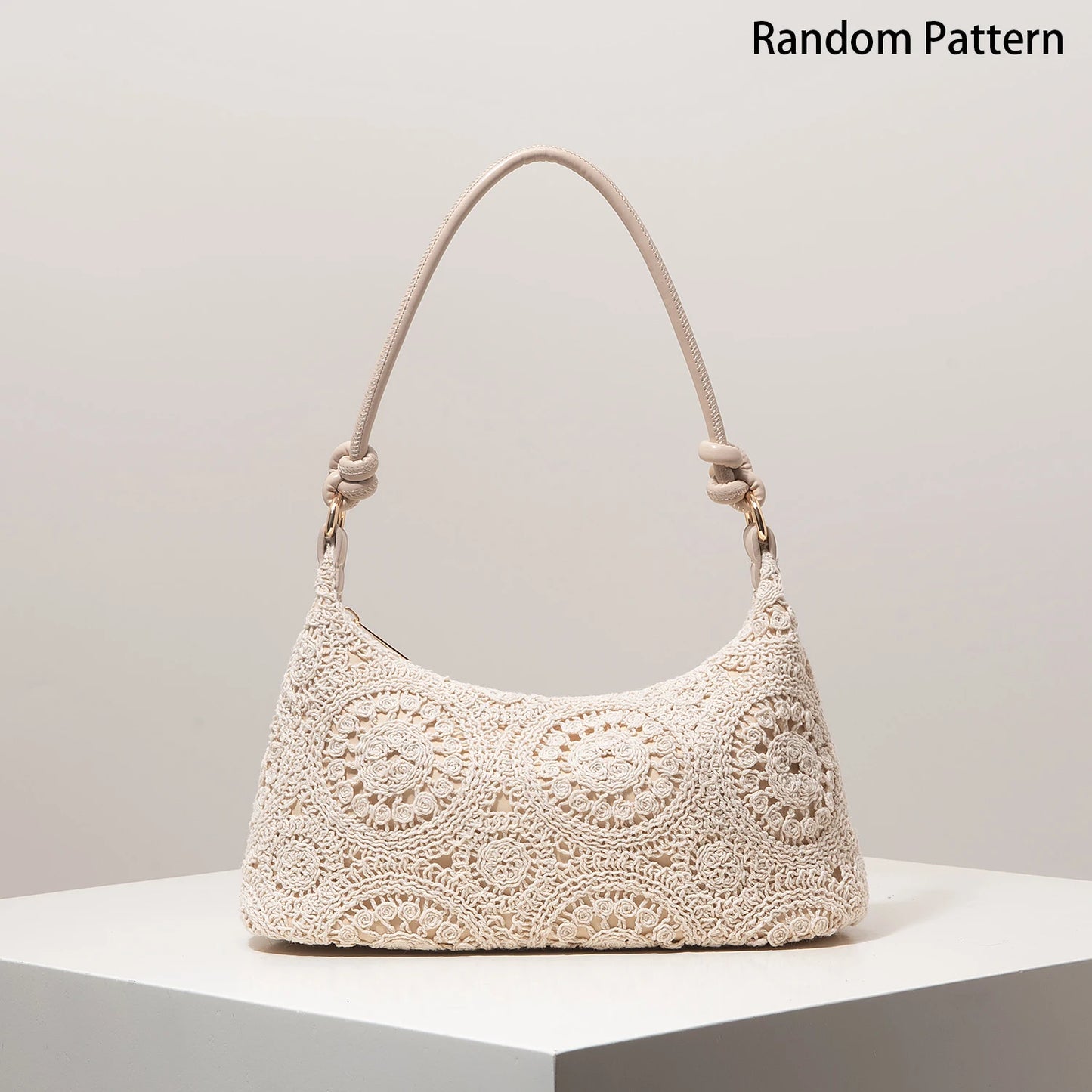 Boho Crochet Shoulder Bag – Floral Hollow-Out Summer Beach Bag