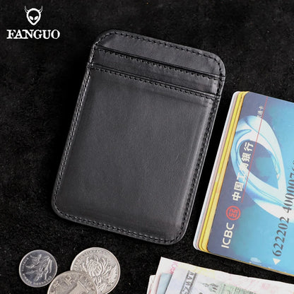 Genuine Leather Card Holder – Slim Floral Embossed Credit Card Wallet