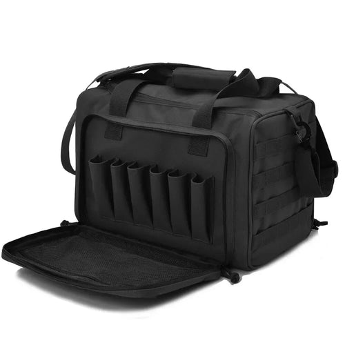Tactical Gun Range Bag – Deluxe Pistol Shooting Duffel with Magazine Pouches