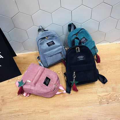 Women's Casual Corduroy Backpack – School & Travel Bag